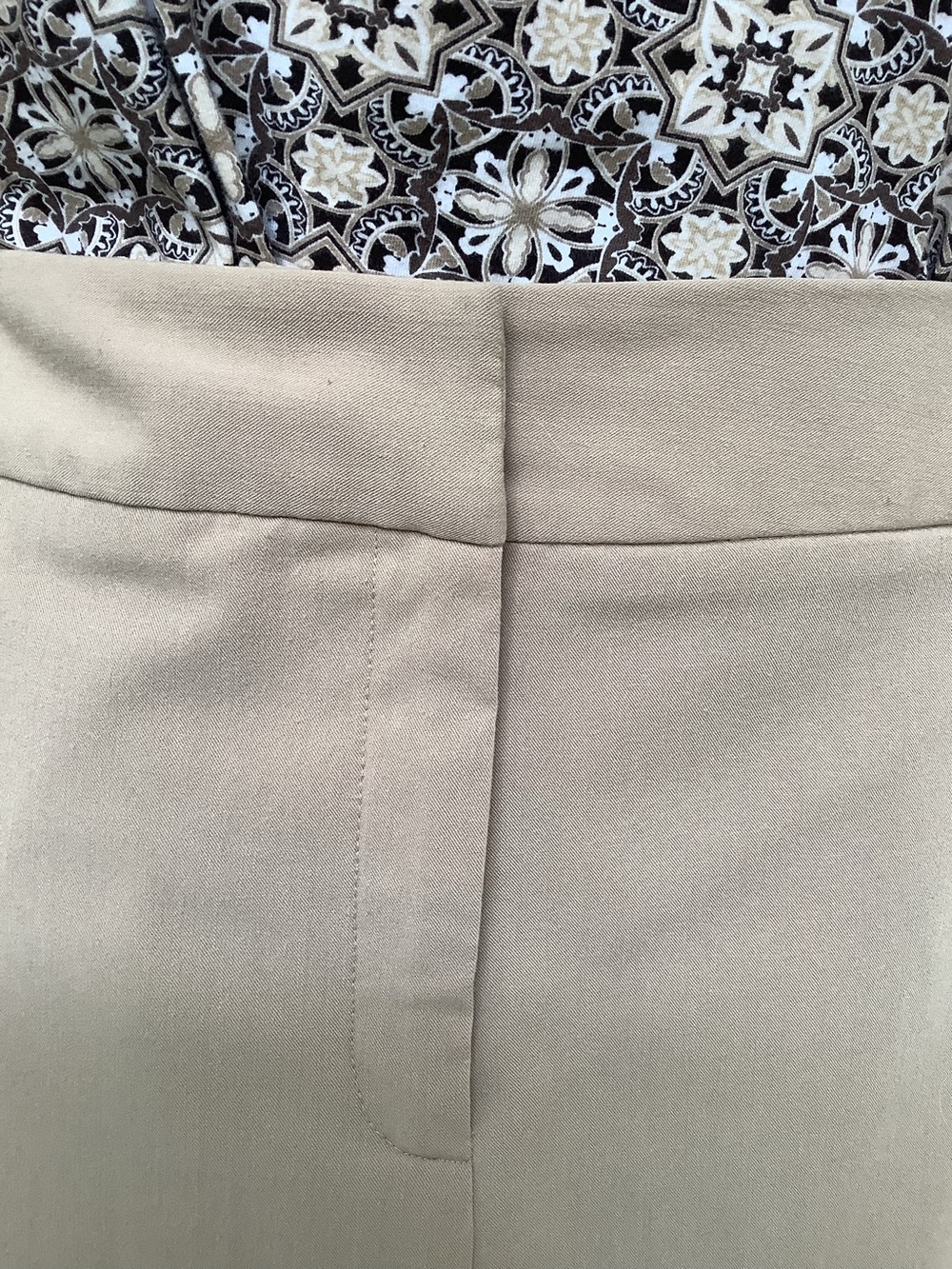 Nine & Company Basics Stretch Midi Skirt-Tan Beige-Lightweight-Front Zip-6 - Picture 2 of 5